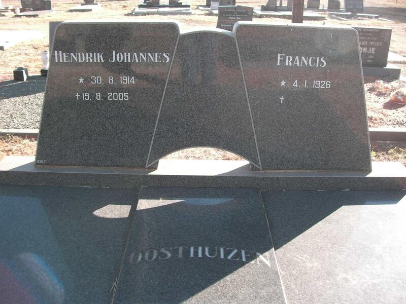OOSTHUIZEN Hendrik Johannes 1914-2005 & Francis 1926-