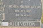 BODINGTON Frederick Milton William -1962