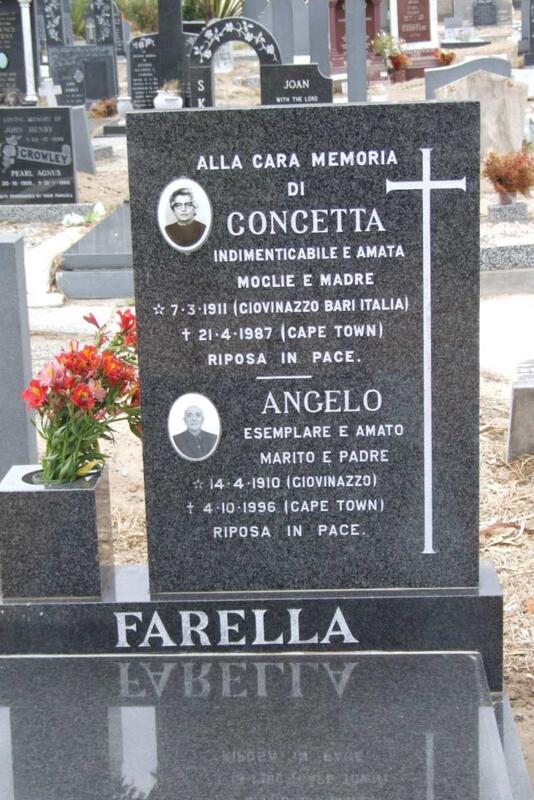 FARELLA Angelo 1910-1996 & Concetta 1911-1987