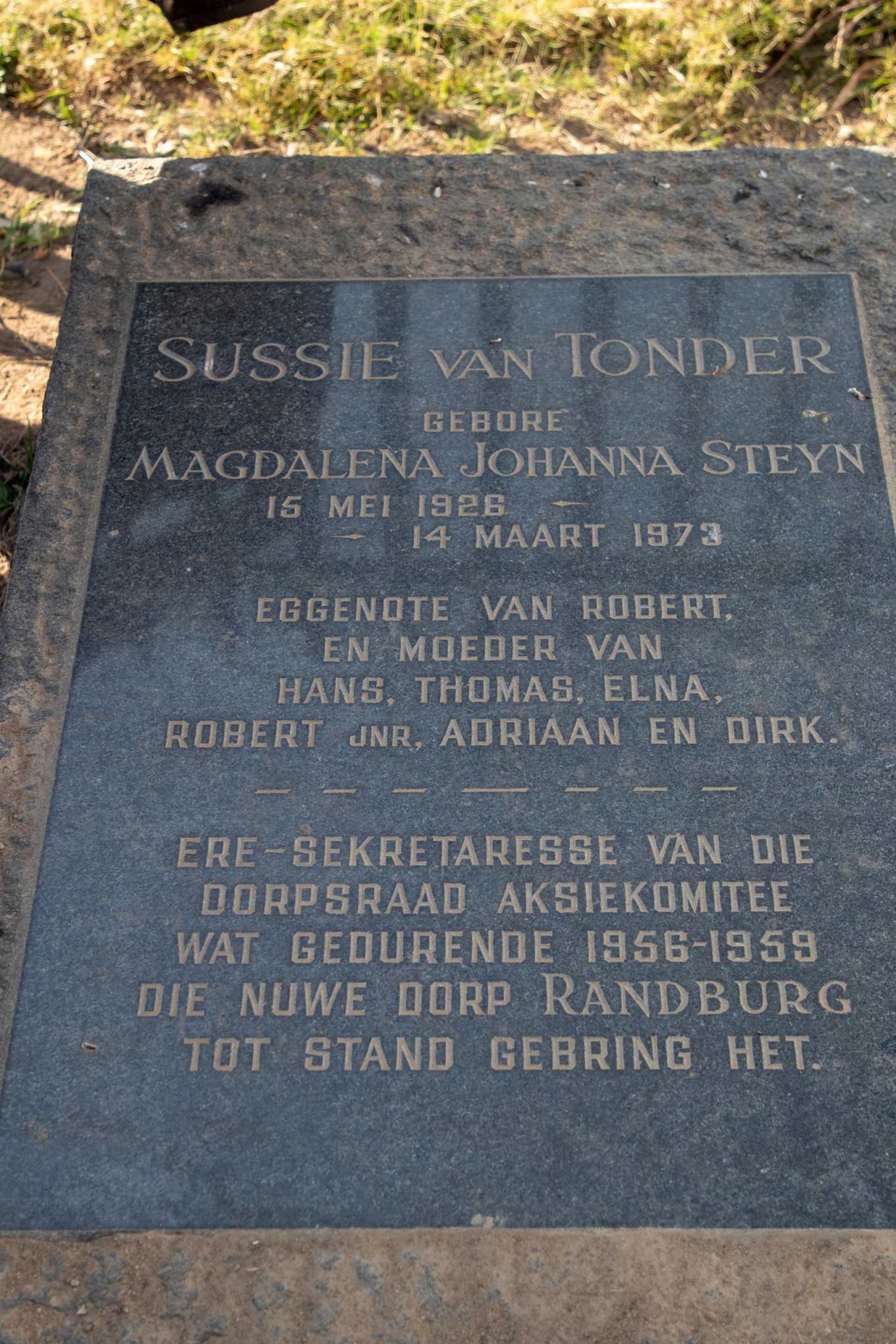 TONDER Magdalena Johanna, van nee STEYN 1926-1973