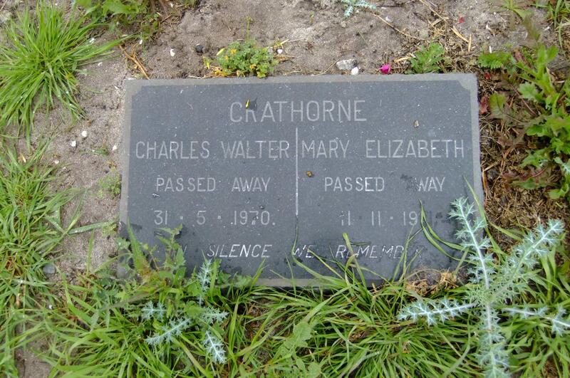 CRATHORNE Charles Walter -1970 & Mary Elizabeth -1971