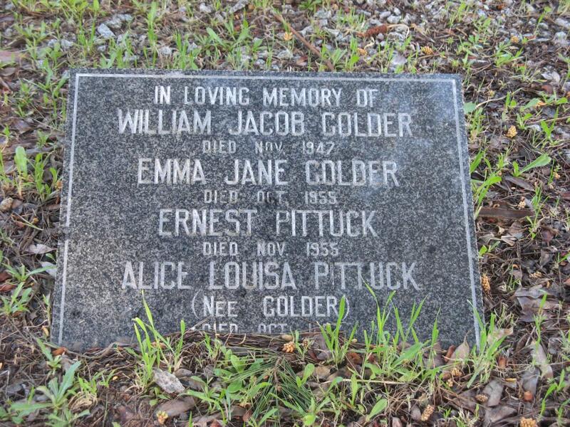 GOLDER William Jacob -1947 :: GOLDER Emma Jane -1955 :: PITTUCK Ernest -1955 & Alice Louisa GOLDER