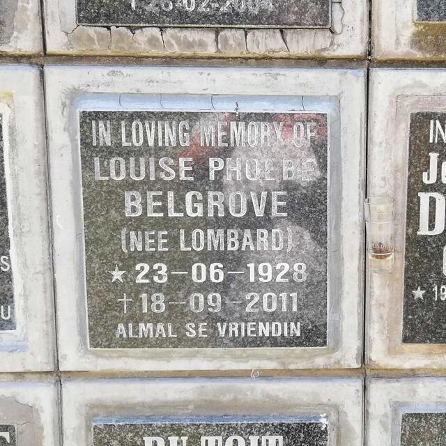 BELGROVE Louise Phoebe nee LOMBARD 1928-2011