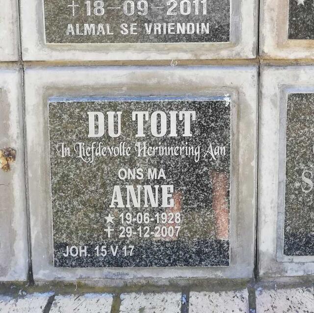 TOIT Anne, du 1928-2007