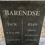 BARENDSE Jack 1908-1974 & Joan ROUX 1919-2001