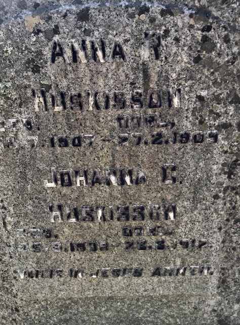 HUSKISSON Johanna C. 1909-1917 :: HUSKISSON Anna R. 1907-1909