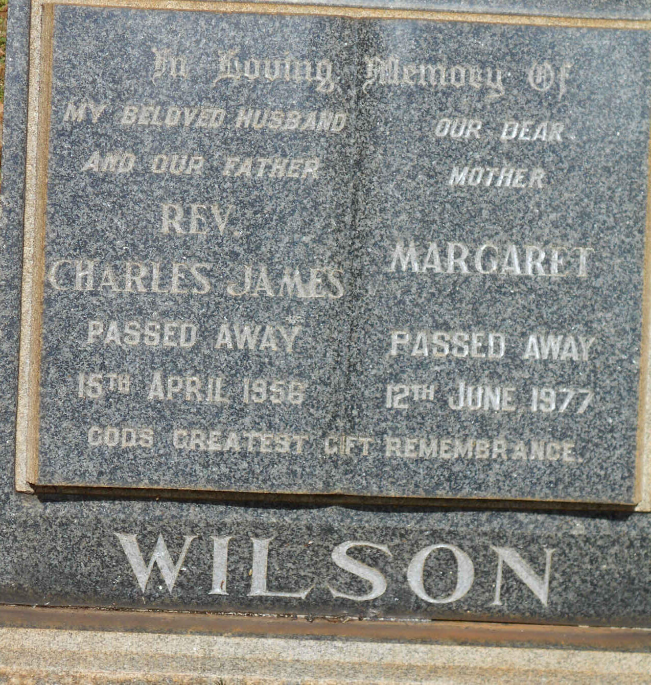 WILSON Charles James -1956 & Margaret -1977
