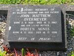OVERMEYER John Matthew 1920-1982 & Doreen Agnes 1926-1998