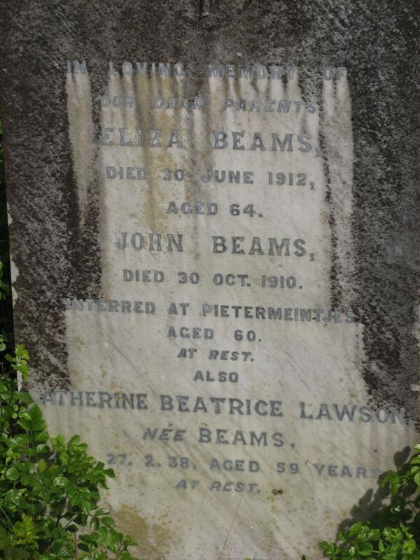 BEAMS John -1910 & Eliza -1912 :: LAWSON Katherine Beatrice nee BEAMS -1938