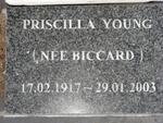 YOUNG Priscilla nee BICCARD 1917-2003