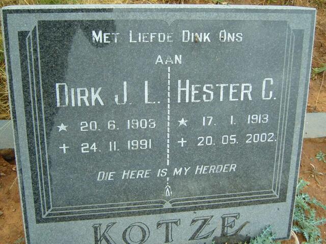 KOTZE Dirk J.L. 1903-1991 & Hester C. 1913-2002