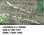 KRIEK Jacobus A.J. 1871-1905