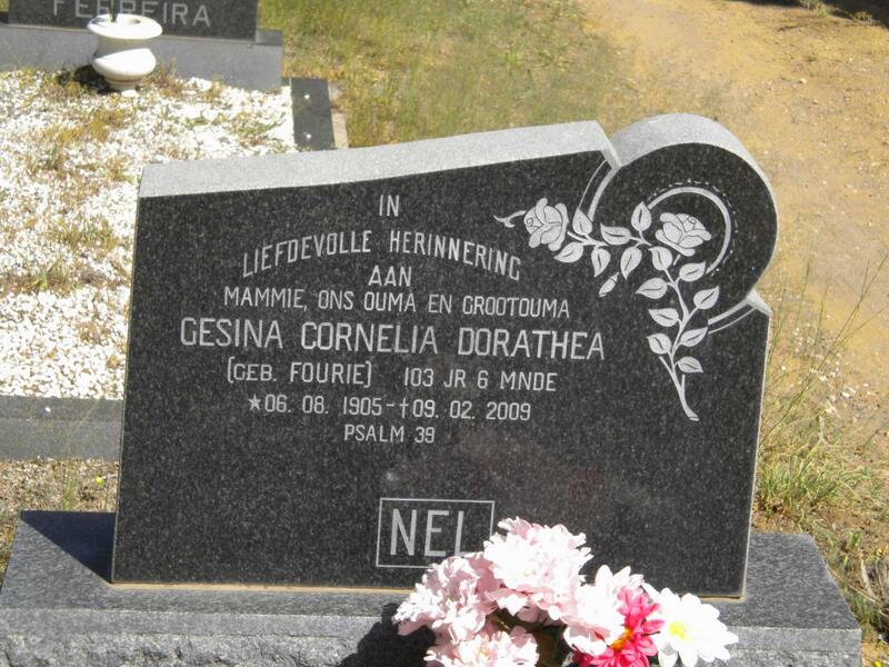NEL Gesina Cornelia Dorathea nee FOURIE 1905-2009