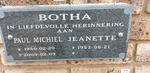 BOTHA Paul Michiel 1950-2009 & Jeanette 1953-