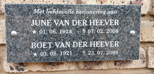 HEEVER Boet, van der 1921-2009 & June 1928-2008