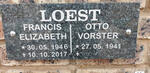 LOEST Otto Vorster 1941- & Francis Elizabeth 1946-2017