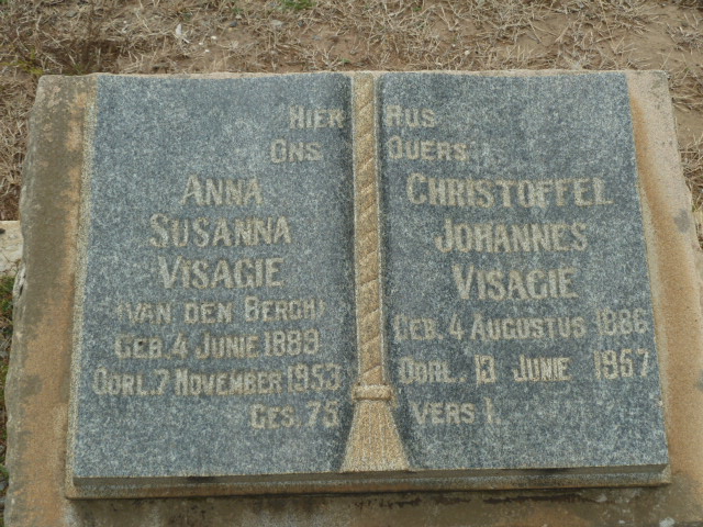 VISAGIE Christoffel Johannes 1886-1957 & Anna Susanna VAN DEN BERGH 1889-1953