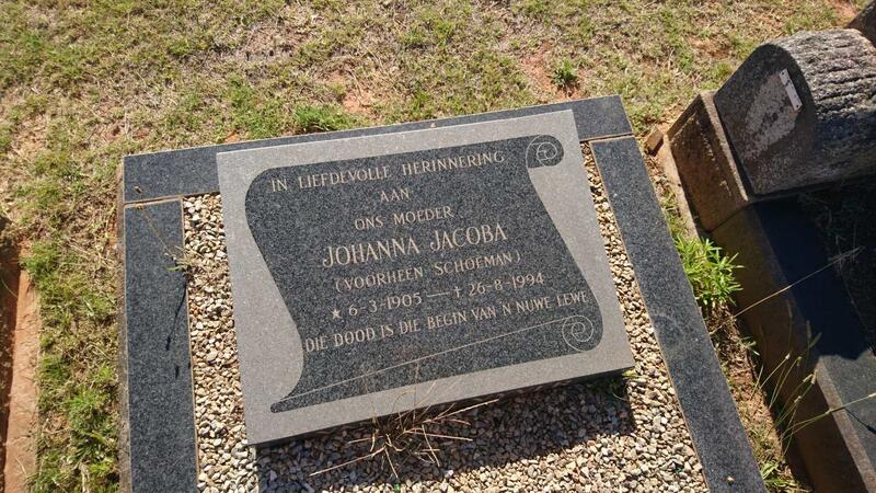 ? Johanna Jacoba formerly SCHOEMAN 1905-1994