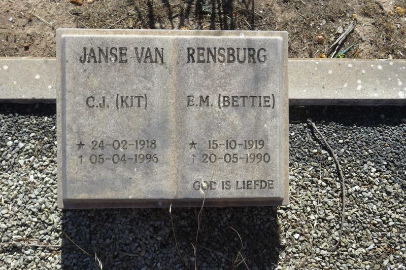 RENSBURG C.J., Janse van 1918-1996 & E.M. 1919-1990