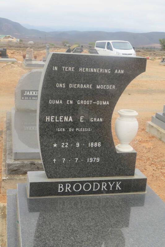 BROODRYK Helena E. nee DU PLESSIS 1886-1979
