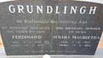 GRUNDLINGH Ferdinand 1926-1995 & Susara Magrietha 1927-2014
