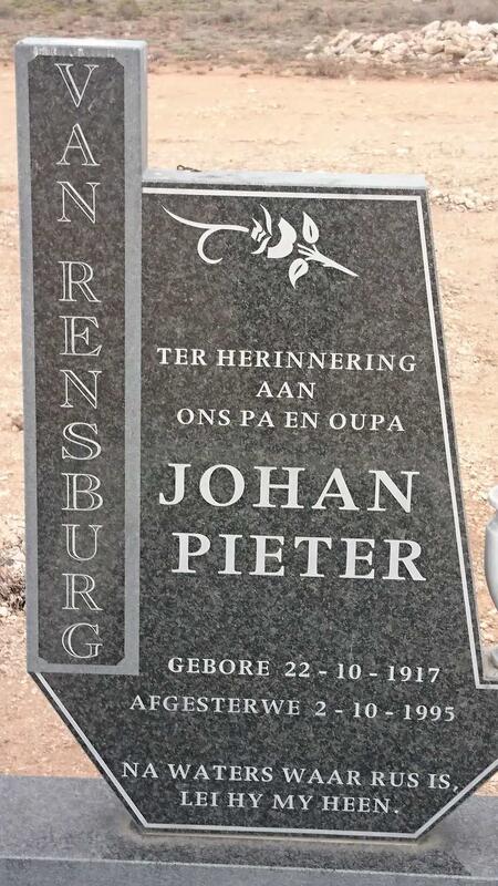 RENSBURG Johan Pieter, van 1917-1995