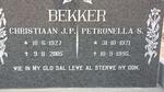 BEKKER Christiaan J.P. 1927-2005 & Petronella S. 1921-1995