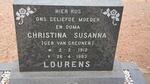 LOURENS Christina Susanna nee VAN GREUNEN 1912-1983