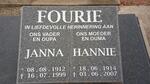 FOURIE Janna 1912-1999 & Hannie 1914-2007