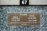 TOLMIE Donald 1932-2012 & Bethal 1933-2008