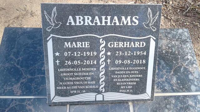 ABRAHAMS Marie 1919-2014 :: ABRAHAMS Gerhard 1954-2018