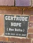 HOPE Gertrude nee BOTHA 1919-2007