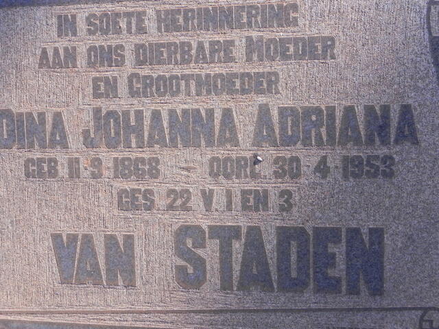 STADEN Dina Johanna Adriana, van 1868-1953