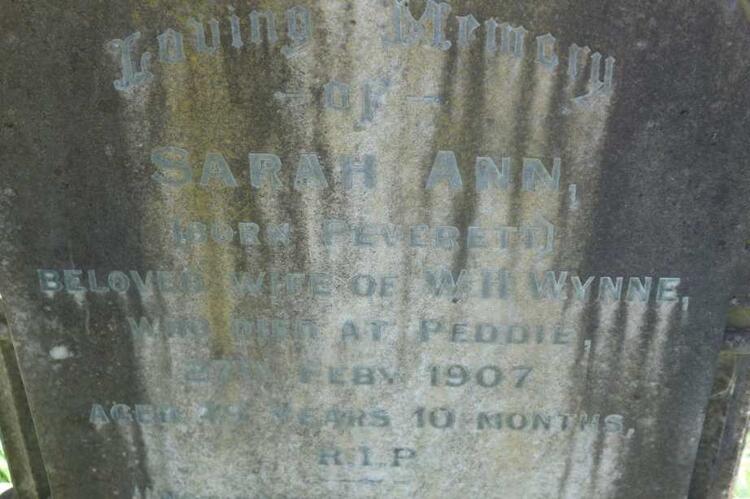 WYNNE Sarah Ann nee PEVERETT -1907