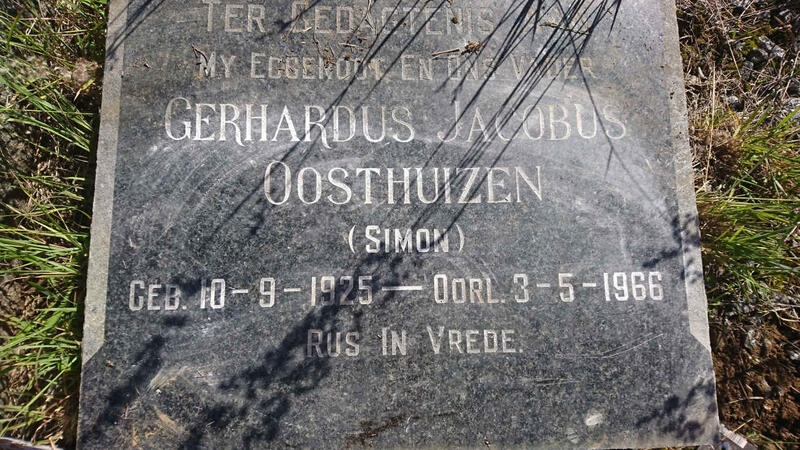 OOSTHUIZEN Gerhardus Jacobus 1925-1966