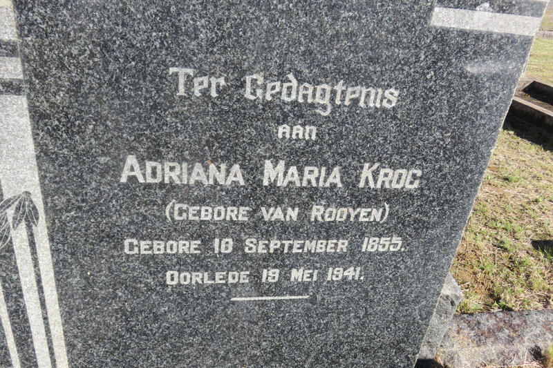 KROG Adriana Maria nee VAN ROOYEN 1855-1941
