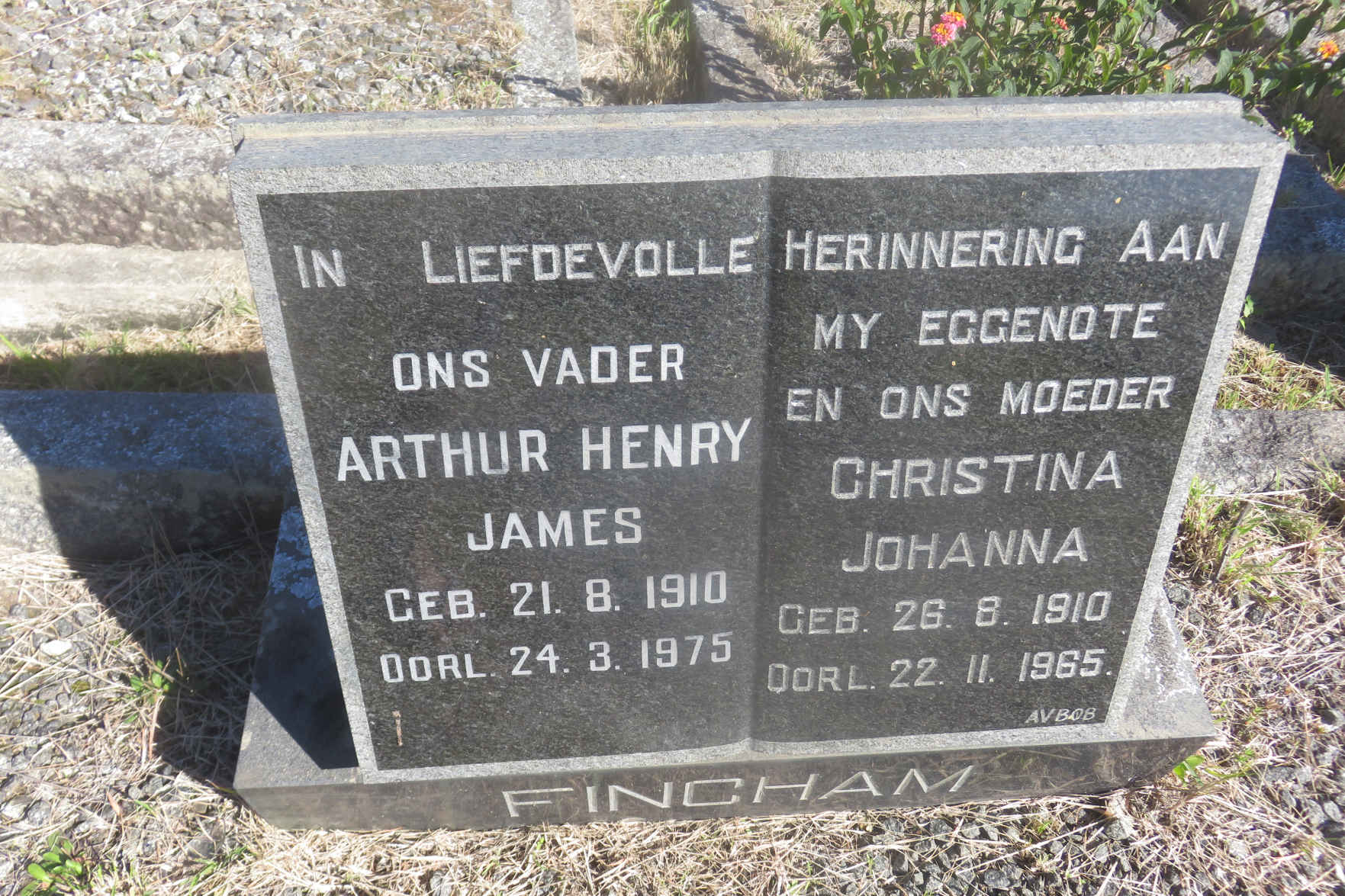 FINCHAM Arthur Henry James 1910-1975 & Christina Johanna 1910-1965