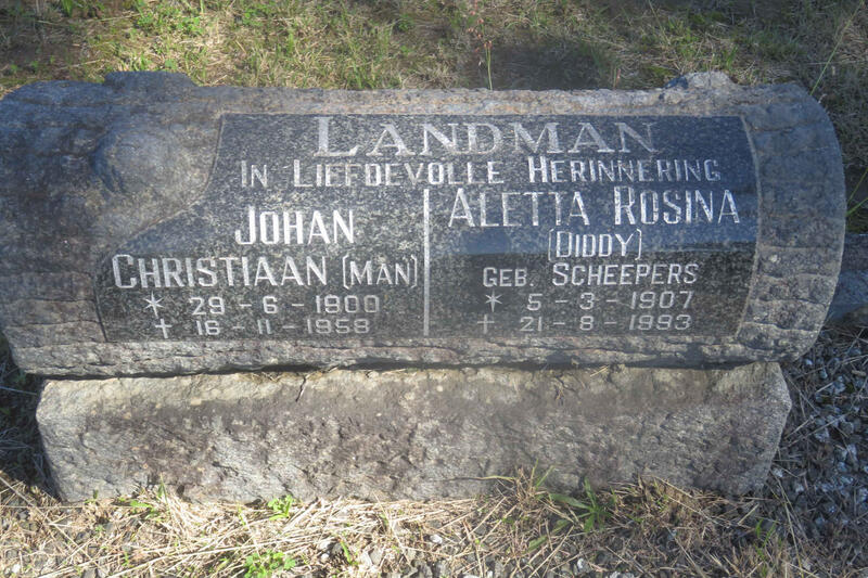 LANDMAN Johan Christiaan 1900-1958 & Aletta Rosina SCHEEPERS 1907-1993
