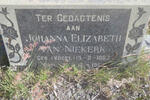 NIEKERK Johanna Elizabeth, van nee VOGEL 1883-1967