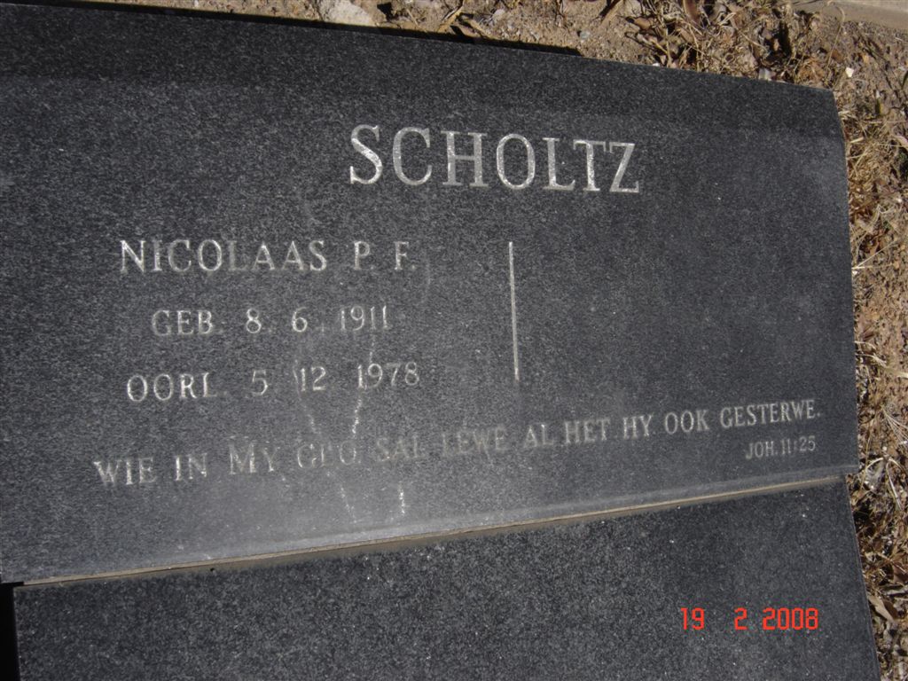 SCHOLTZ Nicolaas P.F. 1911-1978
