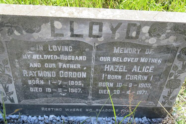 LLOYD Raymond Gordon 1895-1967 & Hazel Alice CURRIN 1903-1971
