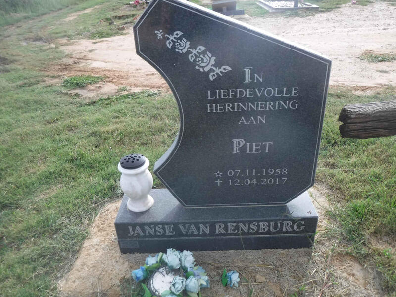 RENSBURG Piet, Janse van 1958-2017