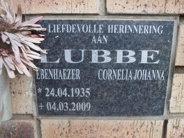 LUBBE Ebenhaezer 1935-2009 & Cornelia Johanna