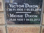 DIXON Victor 1935-2010 & Meisie 1938-2012