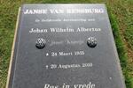 RENSBURG Johan Wilhelm Albertus, Janse van 1935-2010 & Gertruida Susanna CLAASSEN 1940-2015