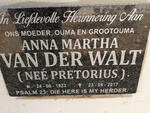WALT Anna Martha, van der nee PRETORIUS 1923-2017