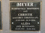 MEYER Jacobus Christiaan 1940-2006 & Alida DUVENAGE 1943-2016