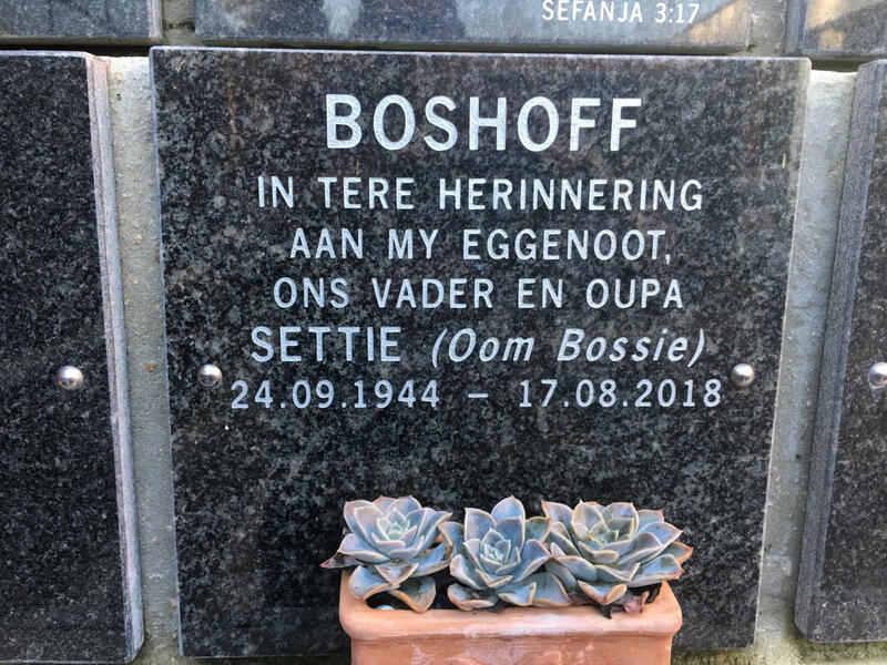 BOSHOFF Settie 1944-2018
