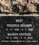 WEST Frederick Benjamin 1920-1980 & Maureen Gertrude 1928-2002