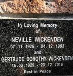 WICKENDEN Neville 1926-1993 & Gertrude Dorothy 1929-2016